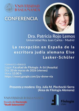 Imagen de la entrada Escuela Doctorado "Studii Salmantini" - Conferencia Dra. Patricia Rojo Lemos (Universidad Rey Juan Carlos, Madrid) 